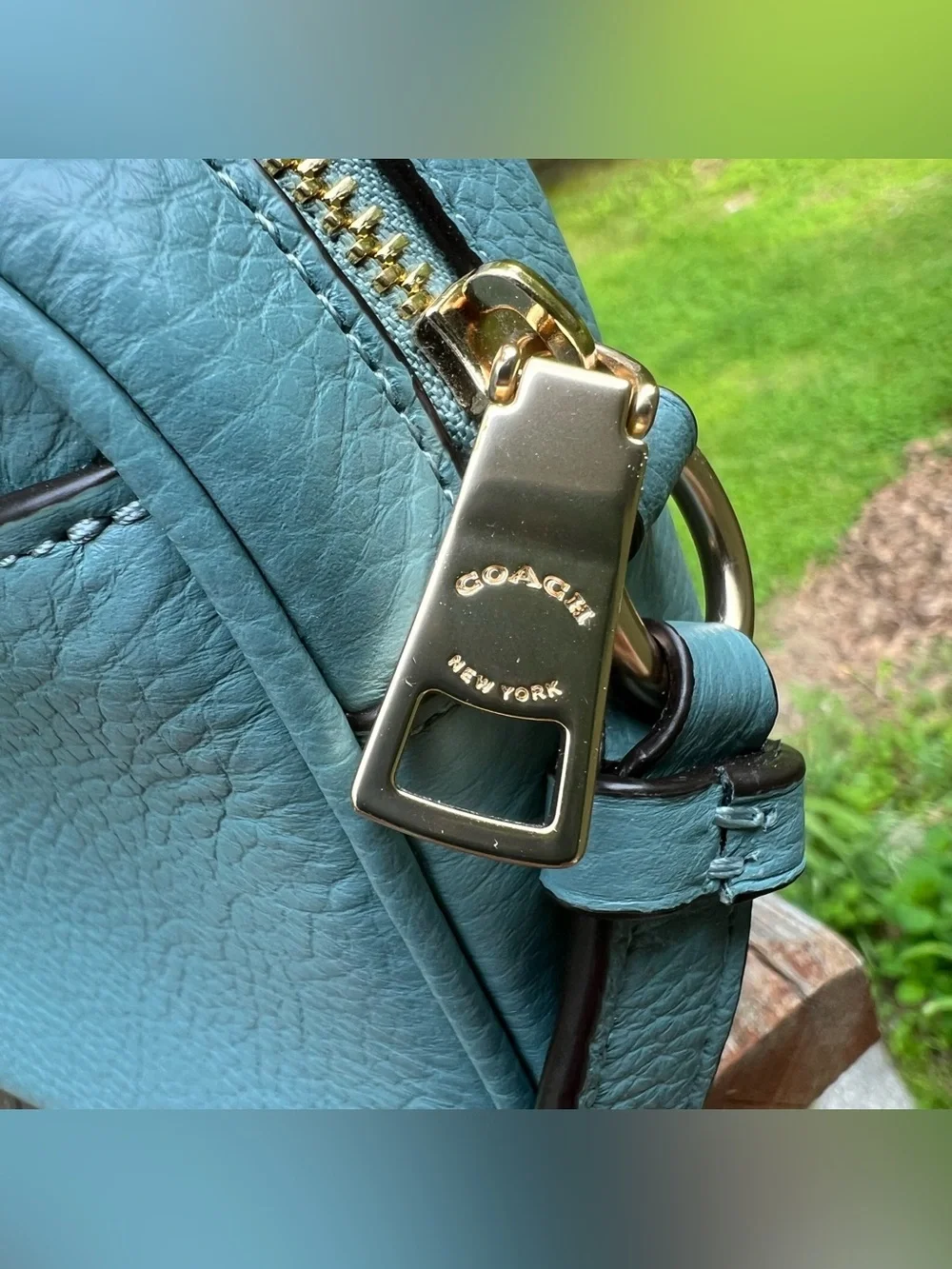 Coach Mini Jamie Camera Bag Marine Teal Pebbled Leather